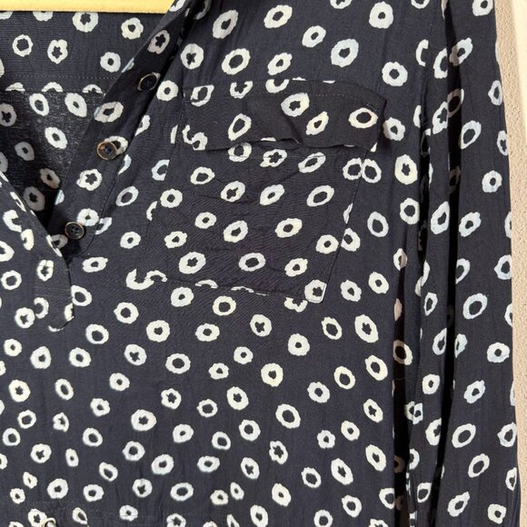 Ann Taylor LOFT Navy Blue/WHite Floral Tunic Dress Chinch Waist Petite Small - Picture 10 of 13